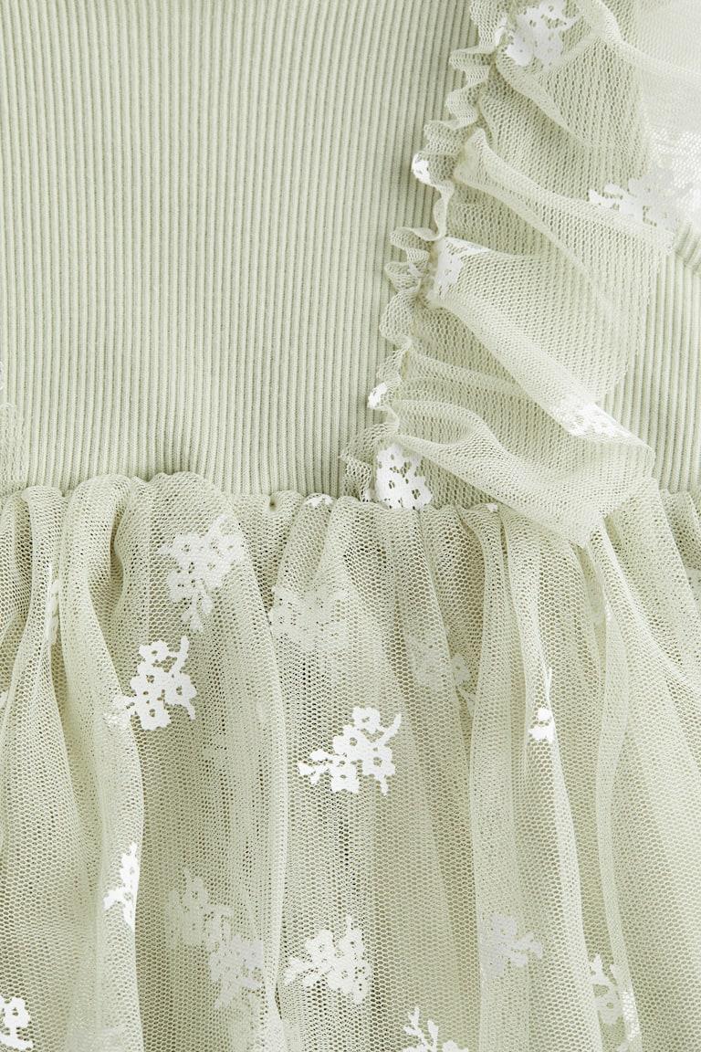 H&M Abito Con Stampa E Gonna In Tulle - Rosa Polvere Chiaro/fiori - BAMBINO