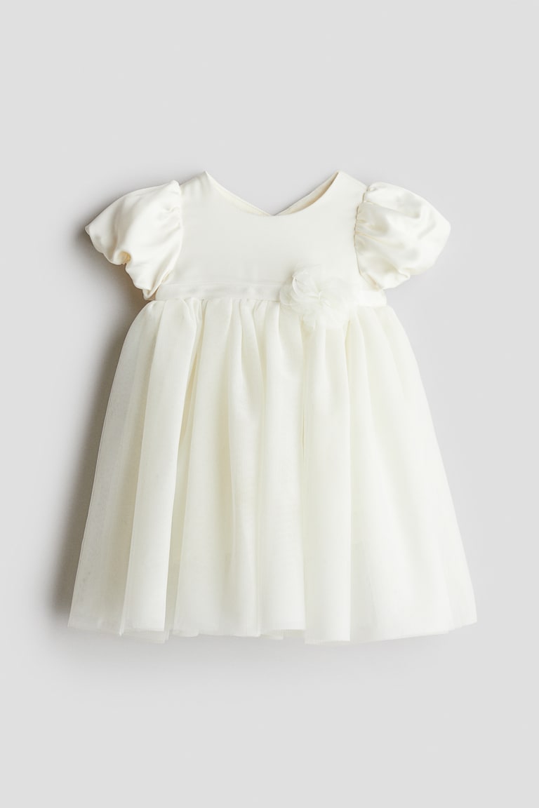 H&M Abito in satin con gonna in tulle - Bianco - BAMBINO
