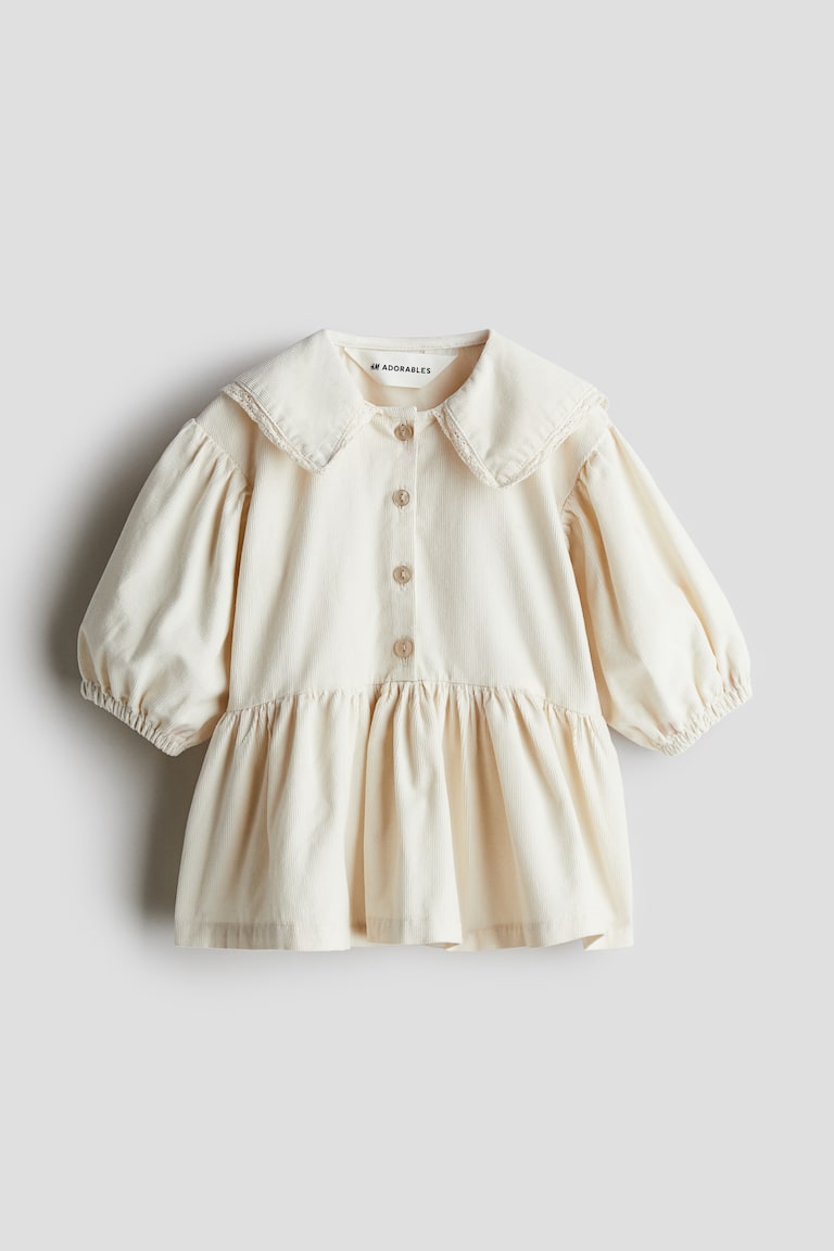 H&M Abito In Velluto Di Cotone A Coste - Beige Chiaro - BAMBINO