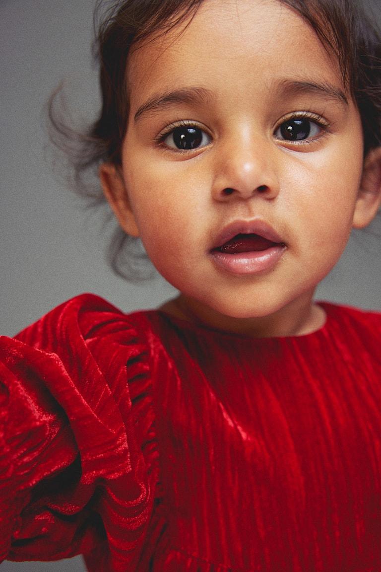 H&M Abito In Velluto Riccio - Rosa Polvere Scuro - BAMBINO