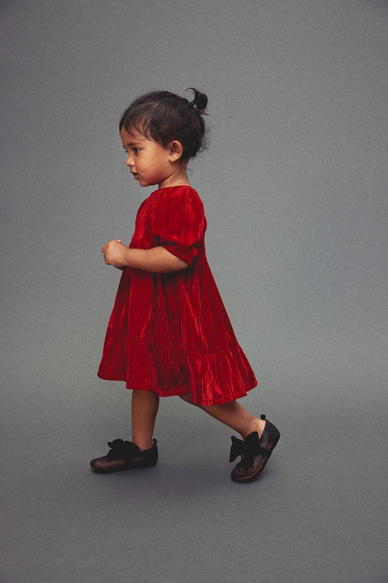 H&M Abito In Velluto Riccio - Rosa Polvere Scuro - BAMBINO