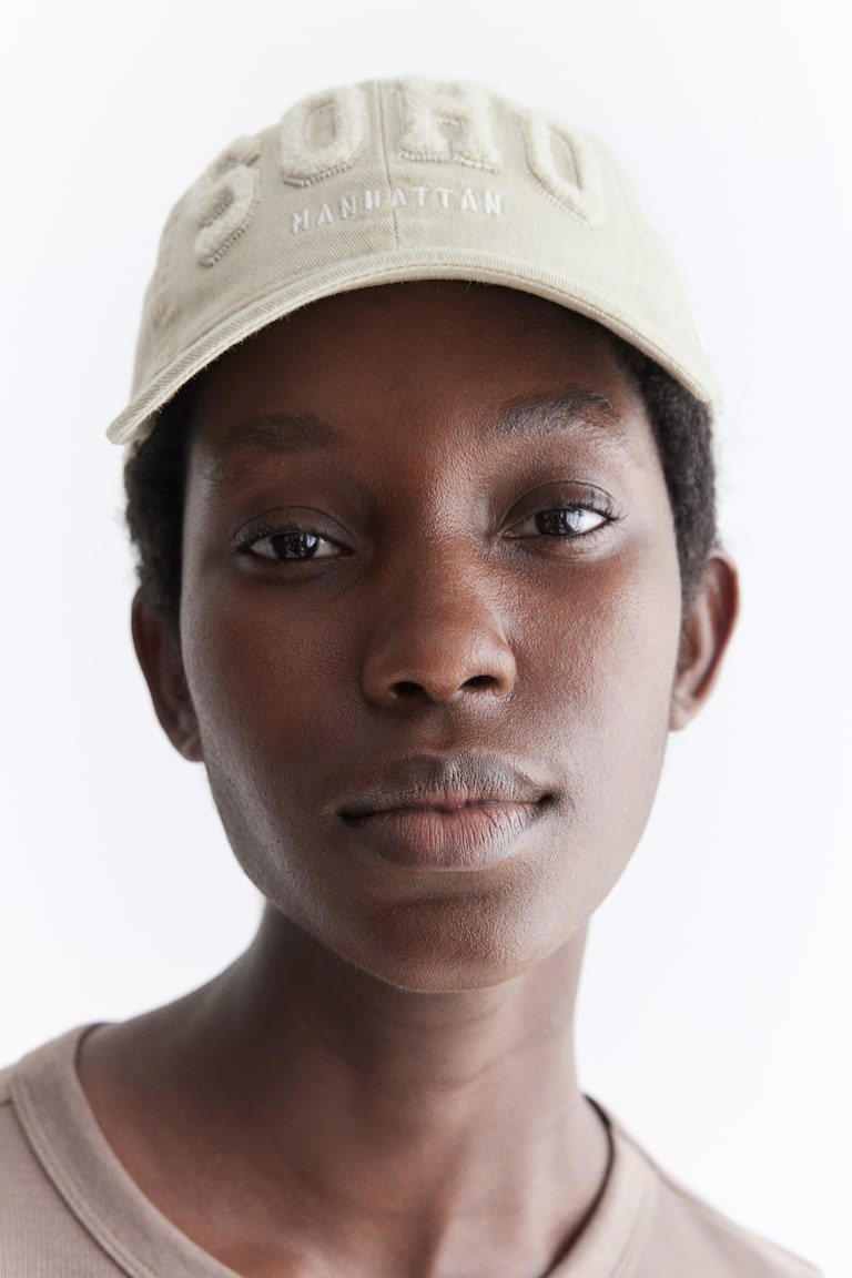 H&M Berretto in twill con ricamo - Beige chiaro/Tribeca - DONNA