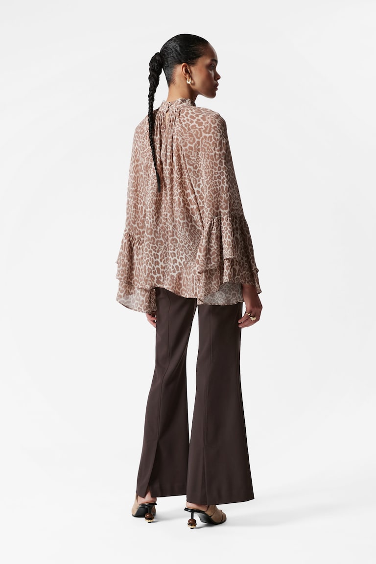 H&M Blusa Con Balze E Colletto Alla Coreana - Azzurro - DONNA