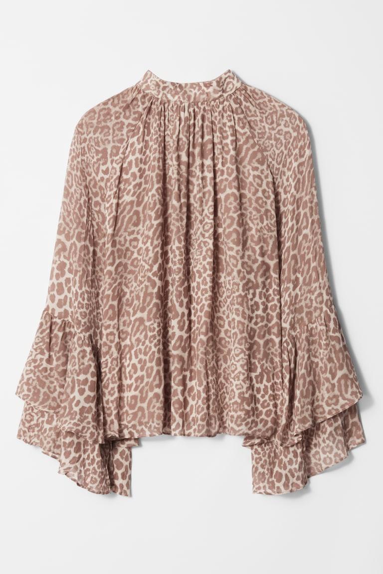 H&M Blusa Con Balze E Colletto Alla Coreana - Stampa Con Motivo Leopardato - DONNA