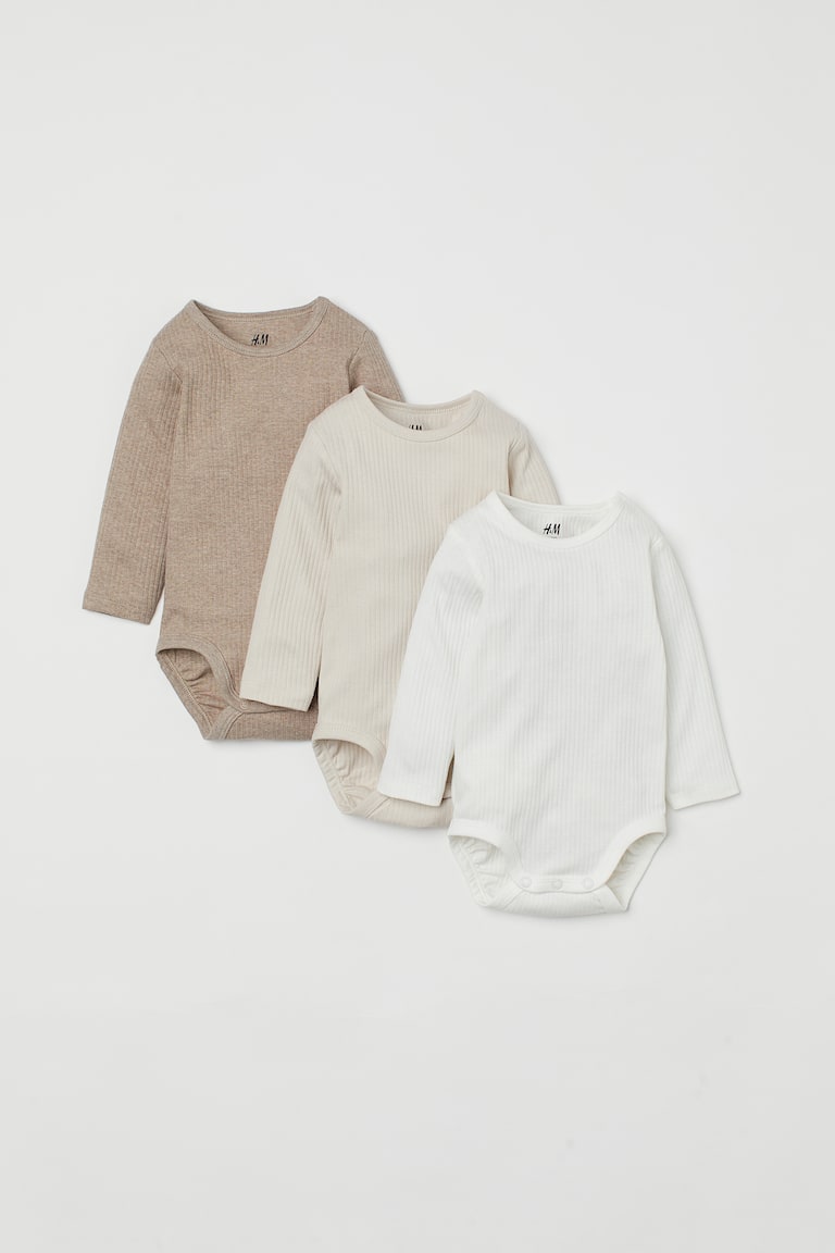 H&M Body a costine 3 pz - Grigio scuro/verde kaki - BAMBINO