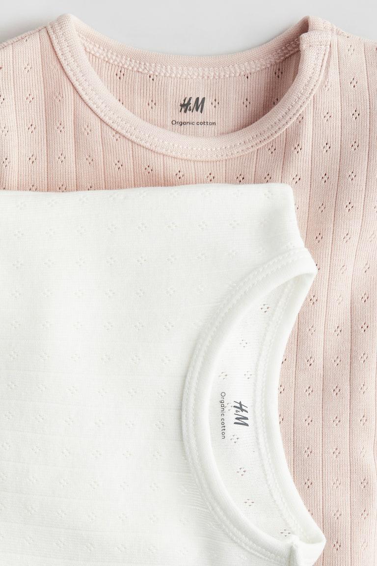 H&M Body A Maniche Lunghe 2 Pz - Rosso Scuro/bianco - BAMBINO