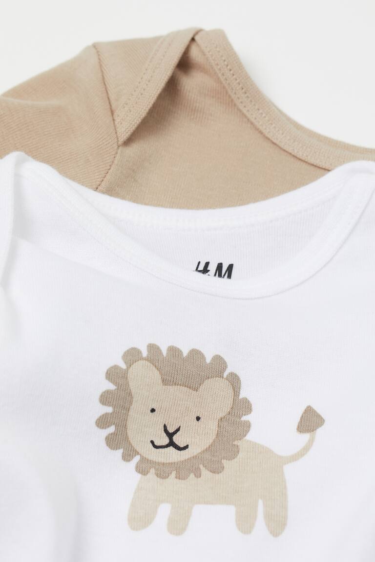 H&M Body A Maniche Lunghe 5 Pezzi - Beige/leopardo - BAMBINO
