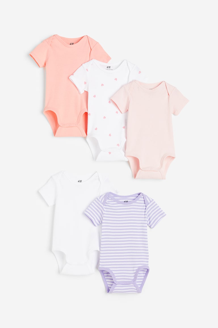 H&M Body in cotone 5 pezzi - Verde chiaro/pois - BAMBINO