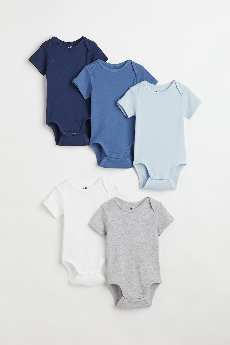 H&M Body in cotone 5 pz - Rosa/grigio chiaro mélange - BAMBINO
