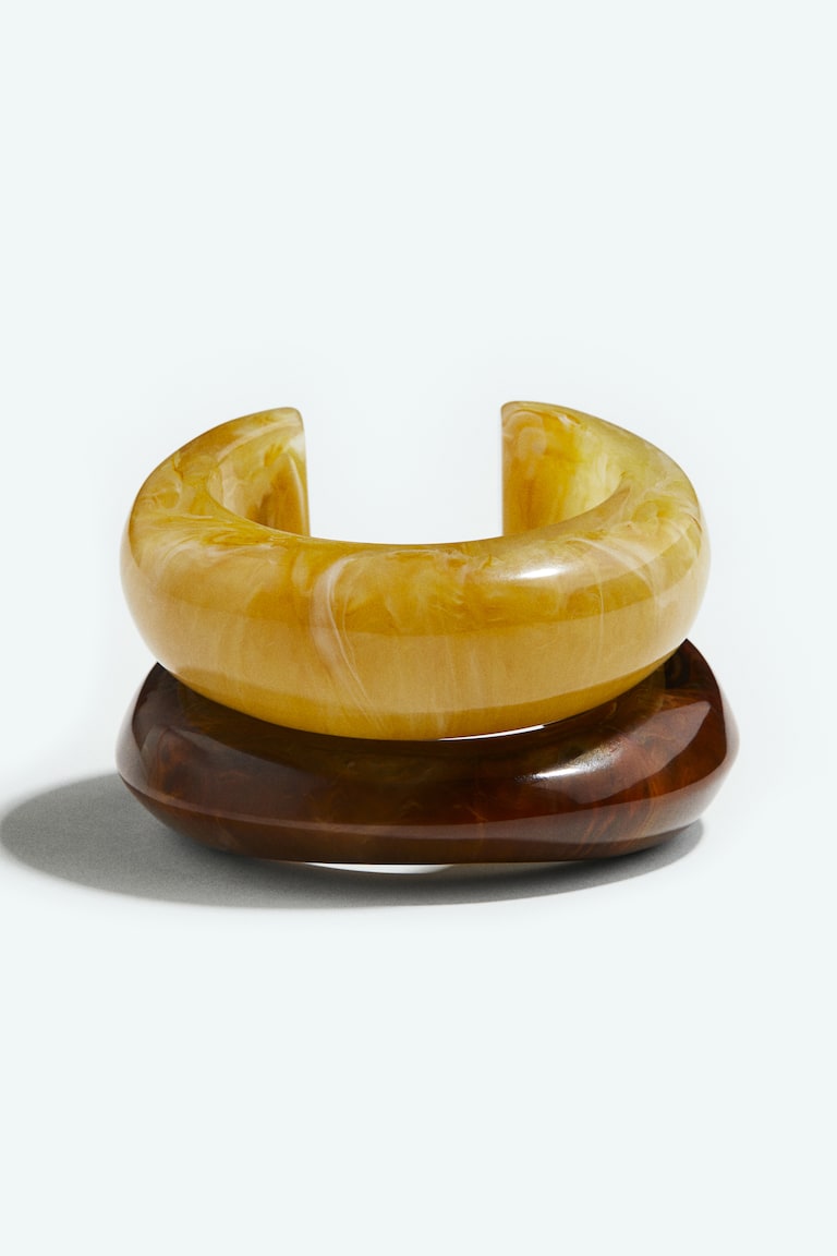H&M Bracciali Rigidi 2 Pezzi - Marrone Scuro/giallo - DONNA