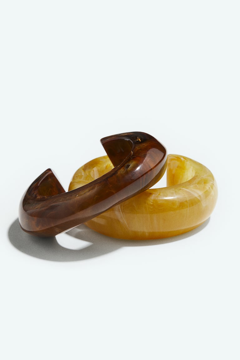 H&M Bracciali Rigidi 2 Pezzi - Marrone Scuro/giallo - DONNA