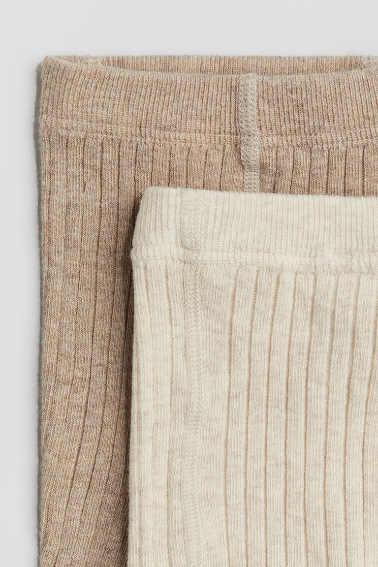 H&M Calzamaglie A Coste 2 Pezzi - Beige/beige Chiaro - BAMBINO