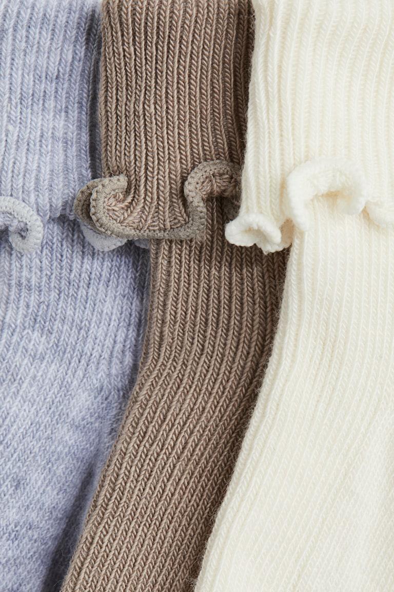 H&M Calze Con Risvolto E Bordo A Overlock 3 Paia - Azzurro/rosa - BAMBINO