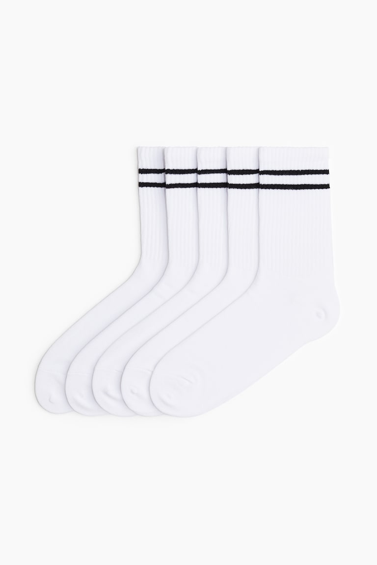 H&M Calzini Sportivi In DryMove™ 5 Paia - Bianco/righe - UOMO