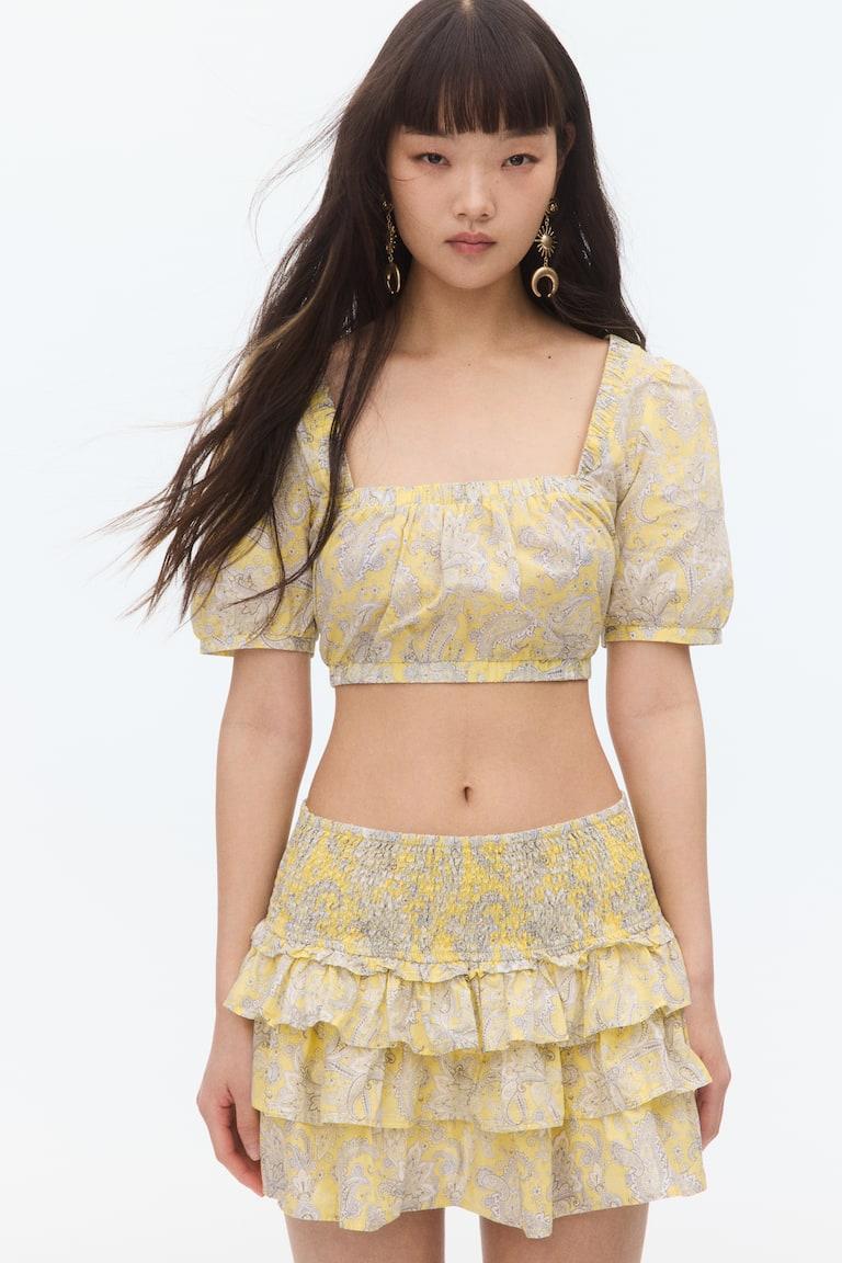 H&M Camicetta In Cotone Con Lacci - Blu/conchiglie - DONNA