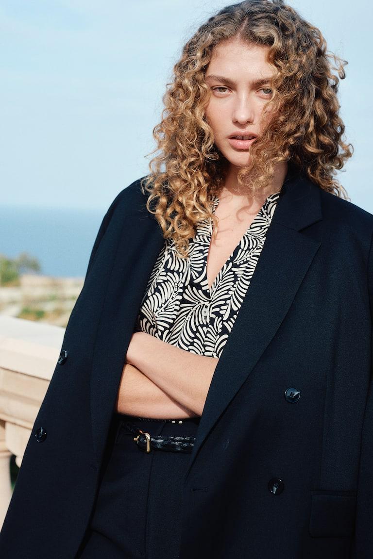 H&M Camicetta In Popeline Con Maniche A Palloncino - Bianco - DONNA