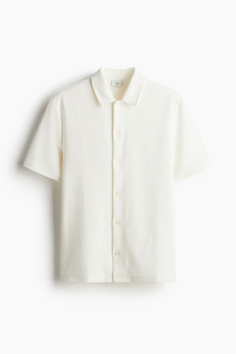 H&M Camicia a maniche corte in jersey Regular Fit - Crema - UOMO