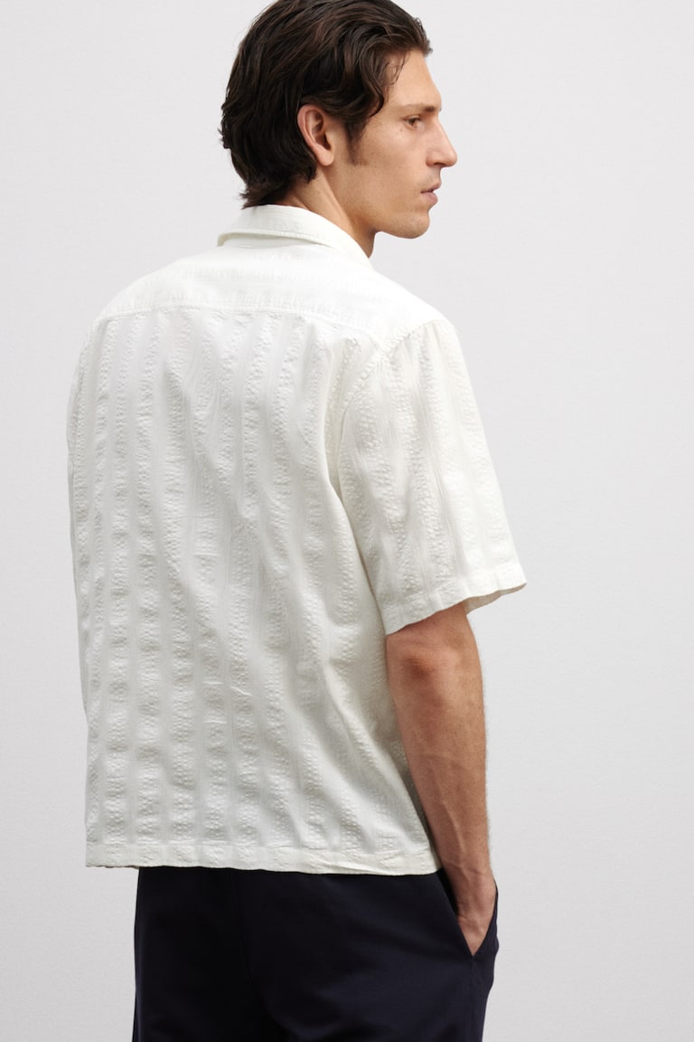 H&M Camicia A Maniche Corte Strutturata Regular Fit - Rosa Pesca - UOMO