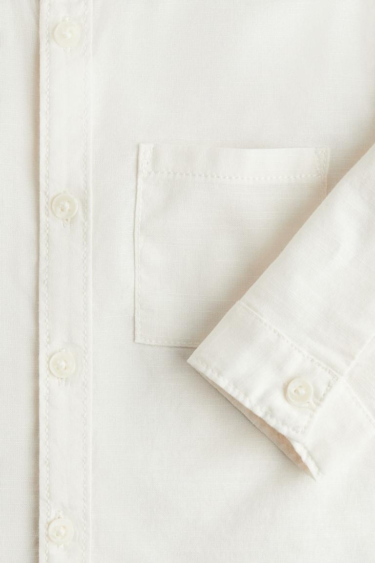 H&M Camicia Alla Coreana In Cotone - Verde Polvere/bianco Righe - BAMBINO