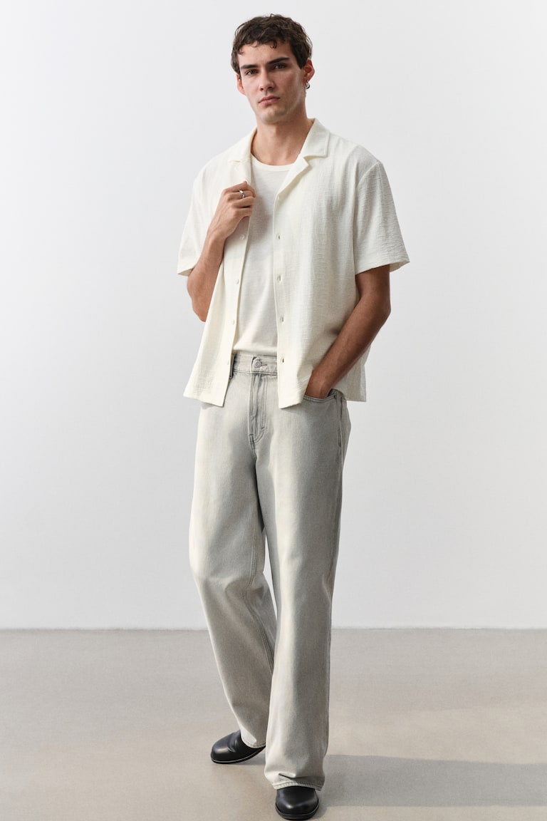 H&M Camicia Bowling In Jersey Regular Fit - Verde Kaki - UOMO