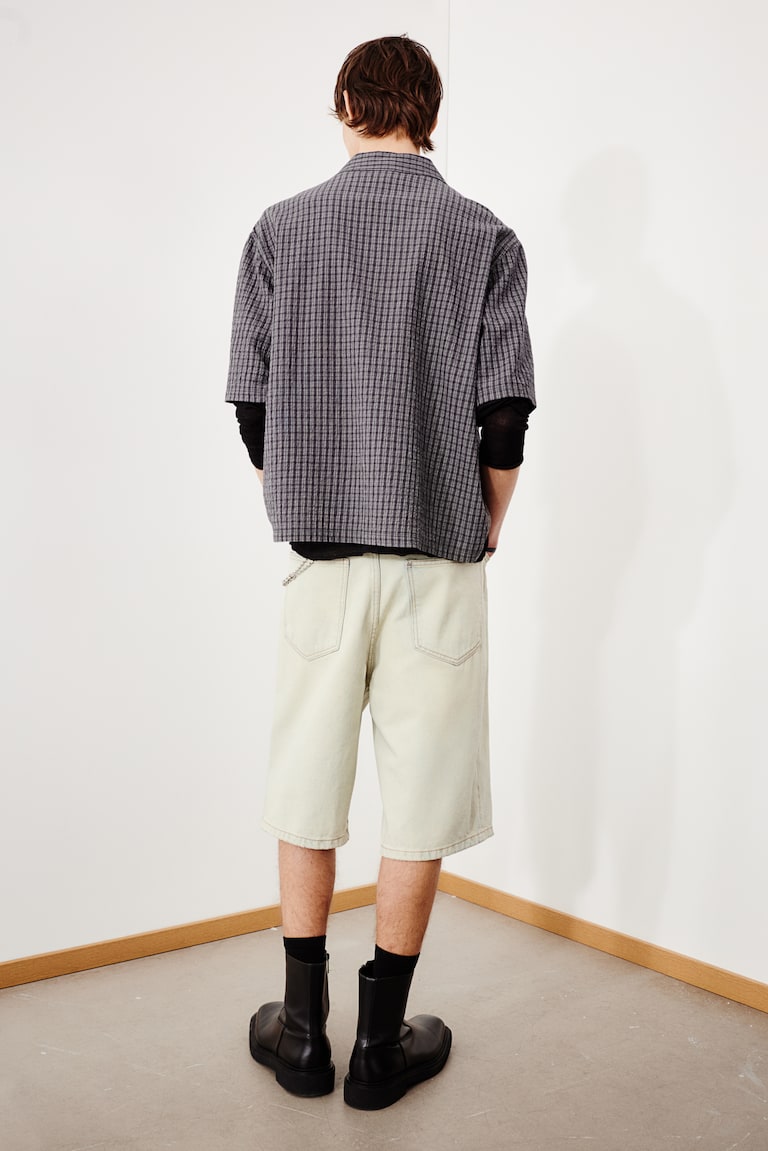 H&M Camicia In Seersucker Loose Fit - Azzurro/righe - UOMO