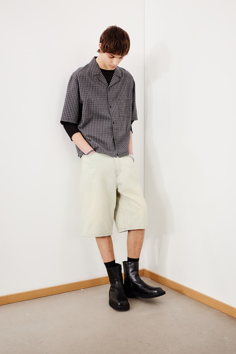 H&M Camicia in seersucker Loose Fit - Azzurro/righe - UOMO