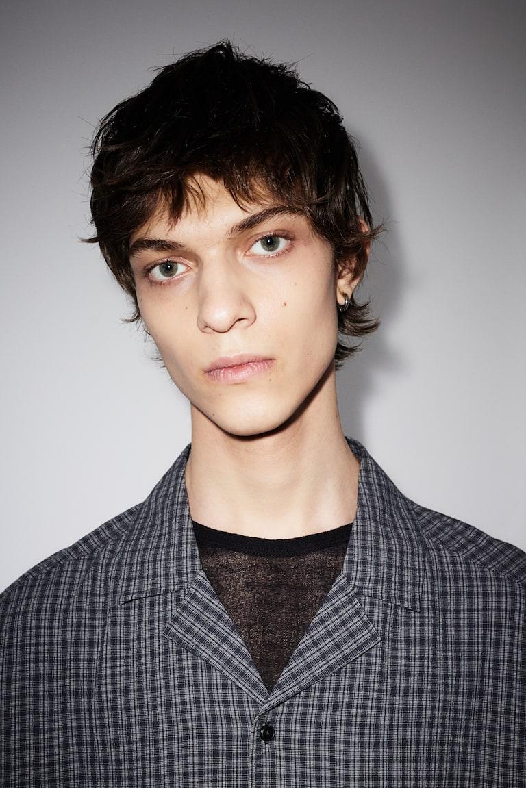 H&M Camicia In Seersucker Loose Fit - Beige/quadri - UOMO