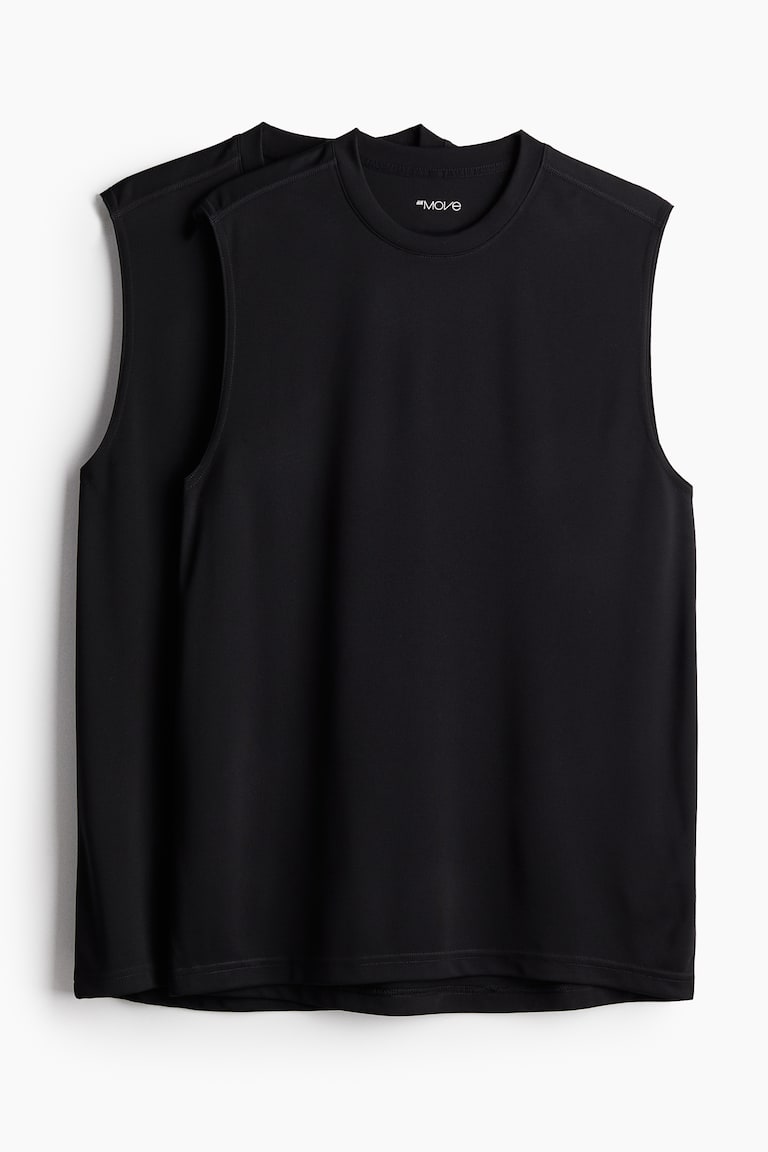 H&M Canotte sportive Regular Fit in DryMove™ 2 pezzi - Nero - UOMO