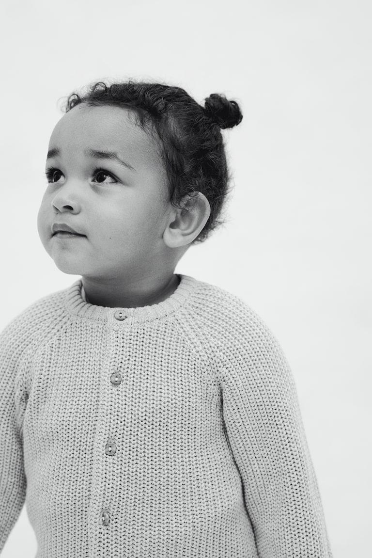 H&M Cardigan In Maglia Di Cotone A Coste Inglesi - Beige - BAMBINO