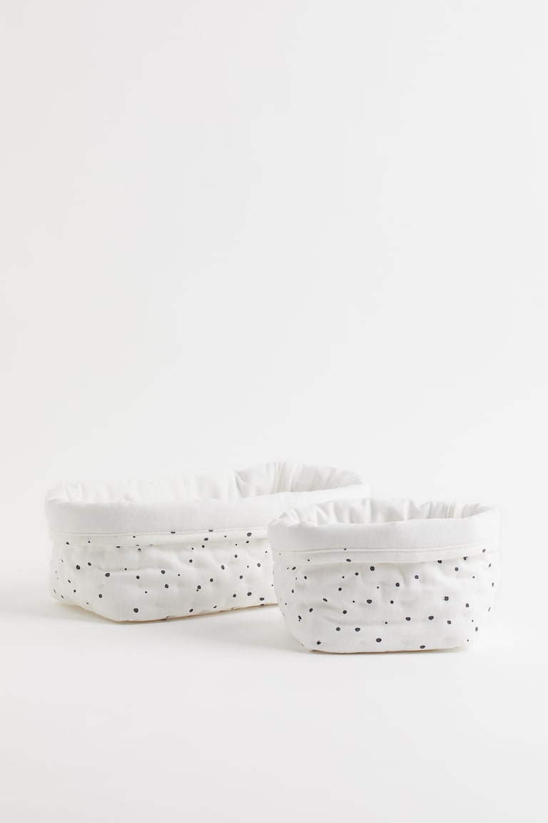 H&M Cesti Portaoggetti Trapuntato 2 Pz - Bianco/trifogli - HOME