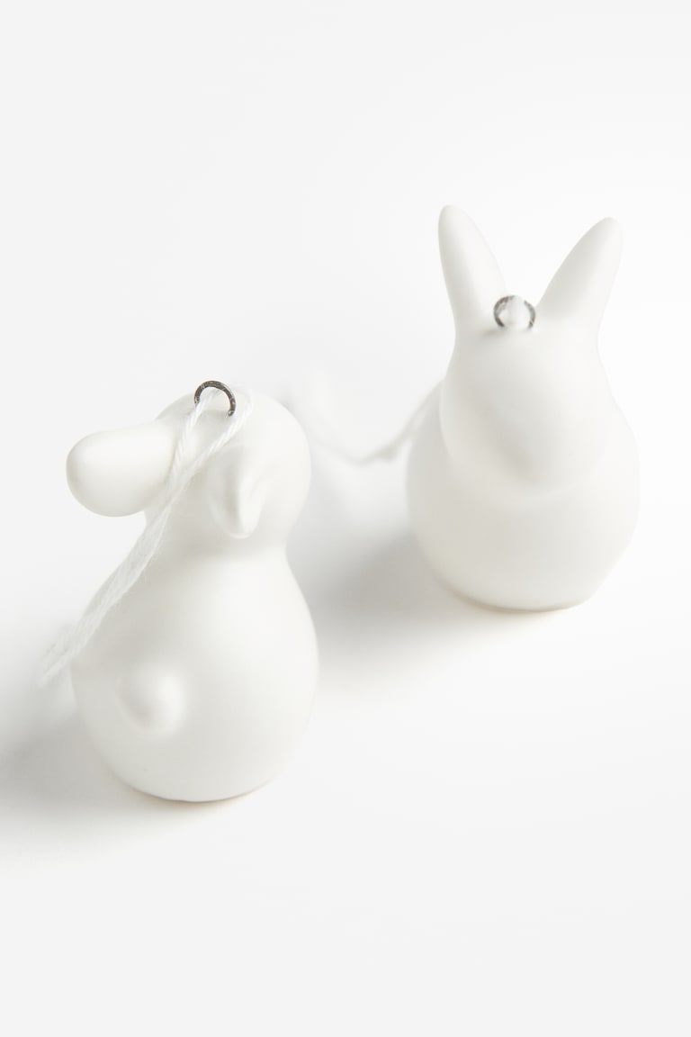 H&M Coniglietti Pasquali In Gres 2 Pezzi - Bianco - HOME