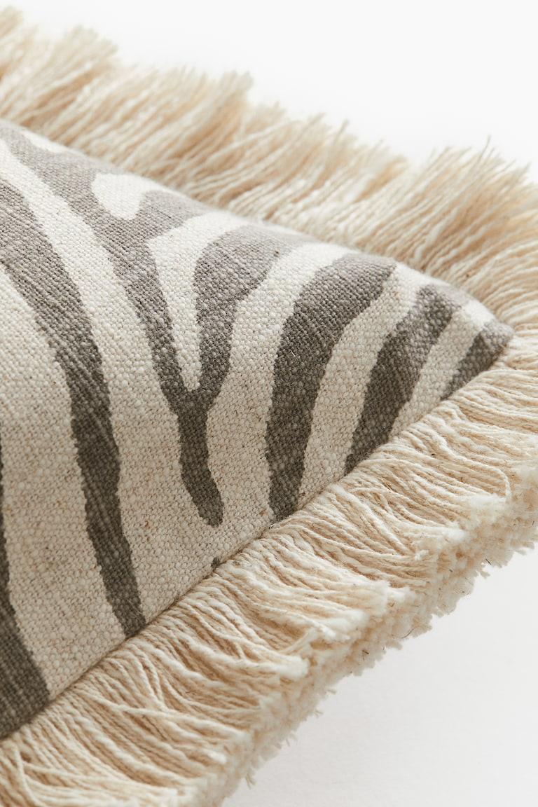H&M Copricuscino In Cotone Con Frange - Beige Chiaro/zebrato - HOME