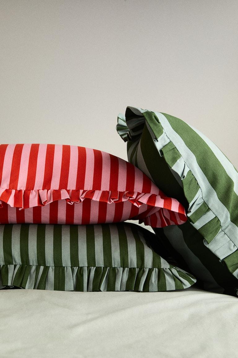 H&M Copricuscino in cotone con volant - Nero/righe - HOME
