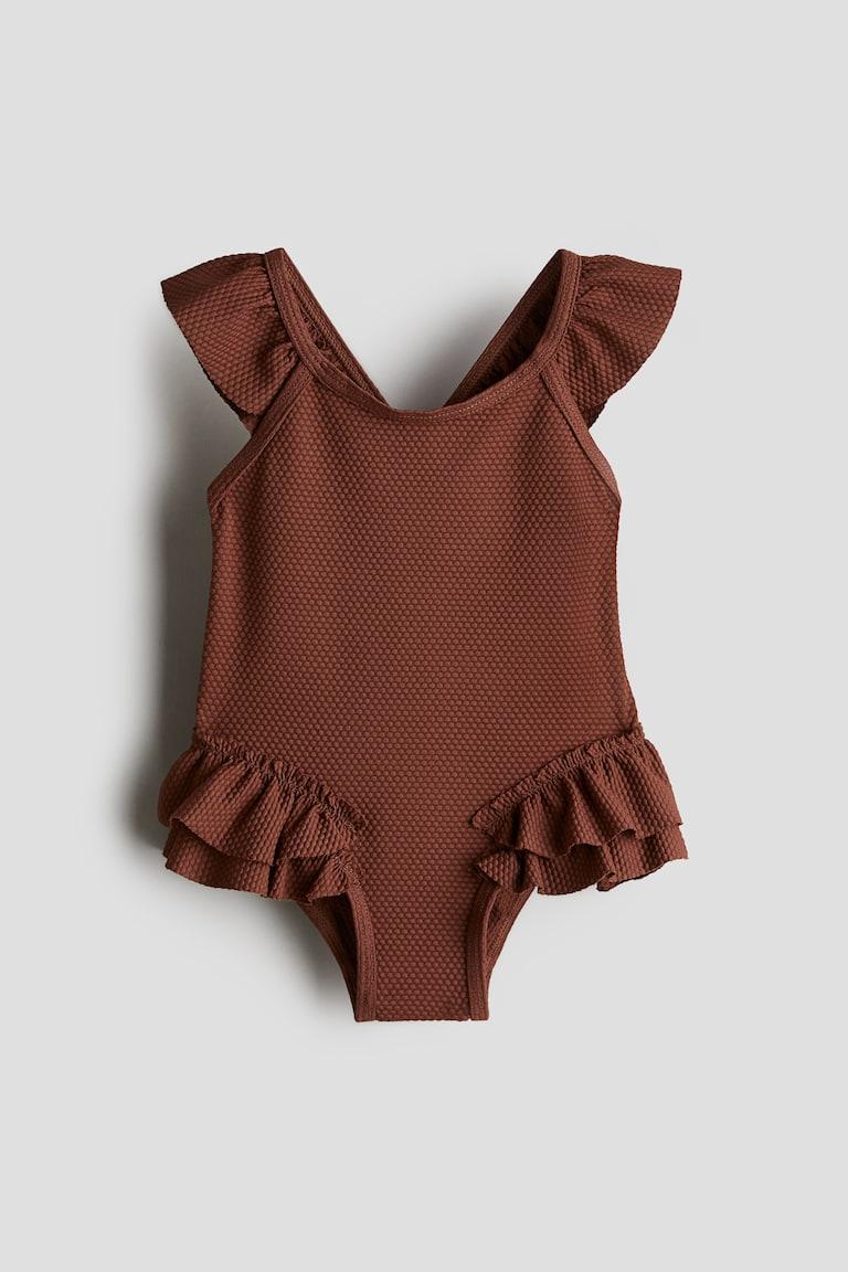 H&M Costume intero con volant - Beige chiaro/fiori - BAMBINO