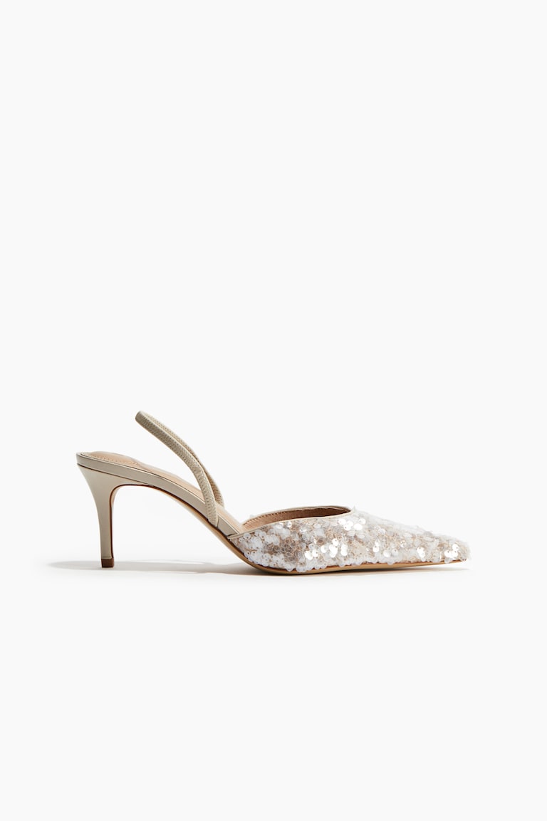 H&M Décolletés Con Paillettes Modello Slingback - Argentato - DONNA