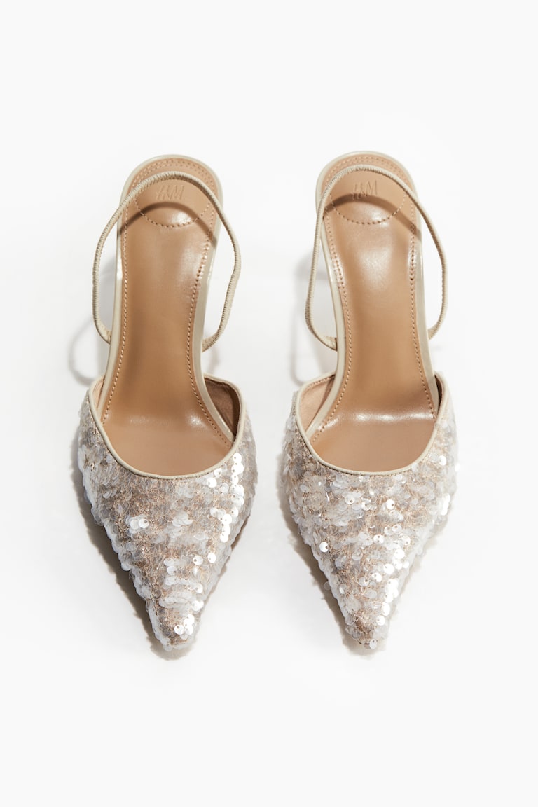 H&M Décolletés Con Paillettes Modello Slingback - Argentato - DONNA