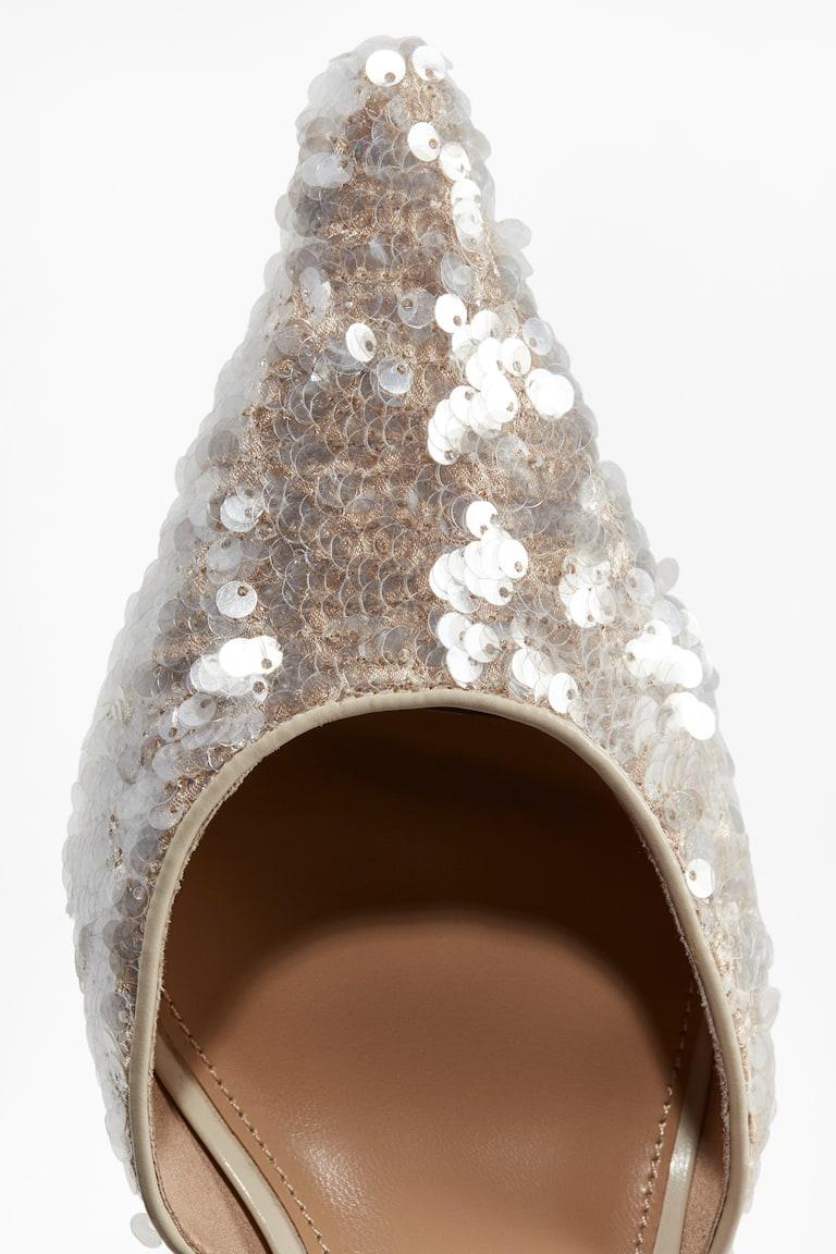 H&M Décolletés Con Paillettes Modello Slingback - Argentato - DONNA