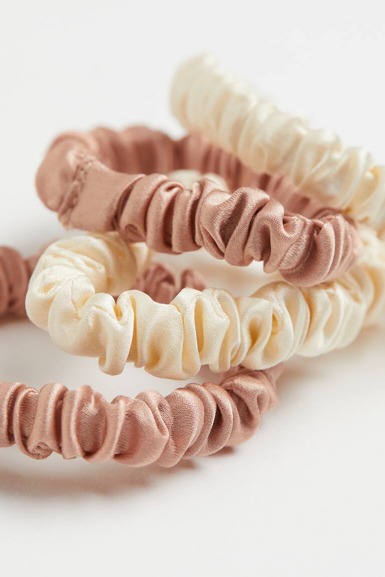H&M Elastici Arricciati In Seta 4 Pz - Rosa Cipria/beige Scuro - DONNA
