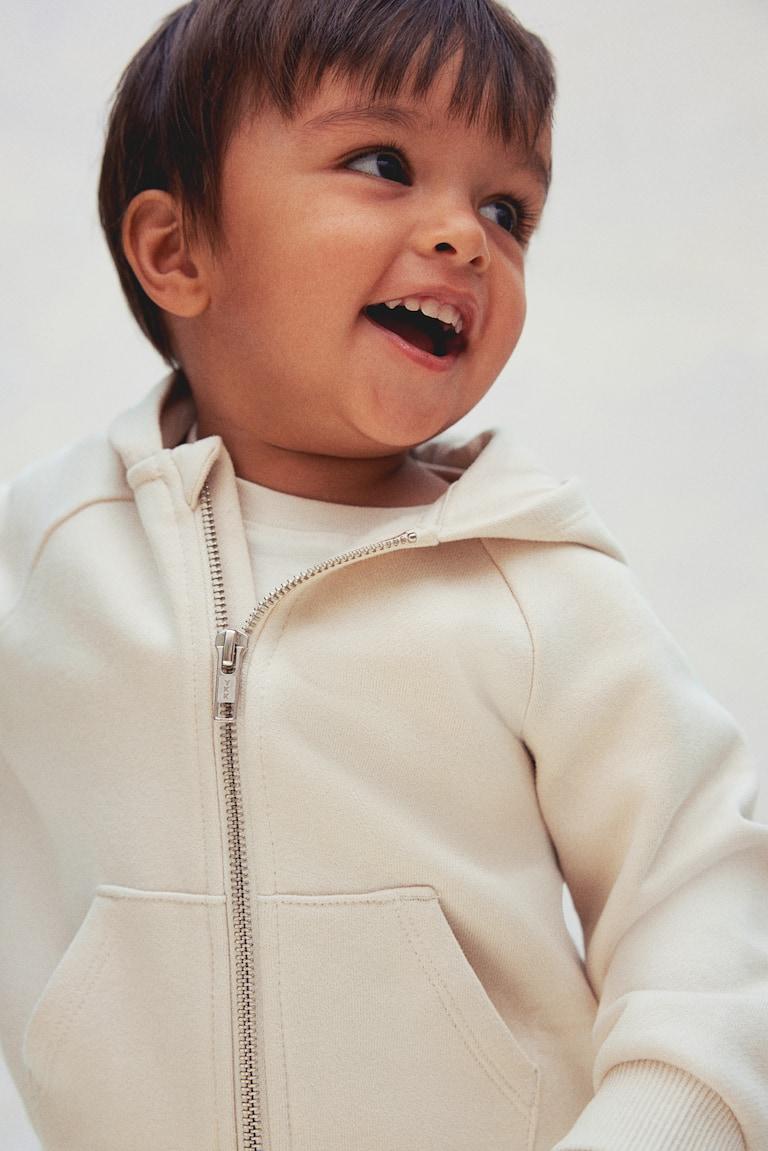 H&M Felpa Con Cappuccio E Cerniera - Beige Chiaro - BAMBINO