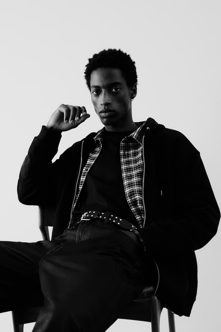 H&M Felpa Con Cappuccio E Cerniera Loose Fit - Nero - UOMO