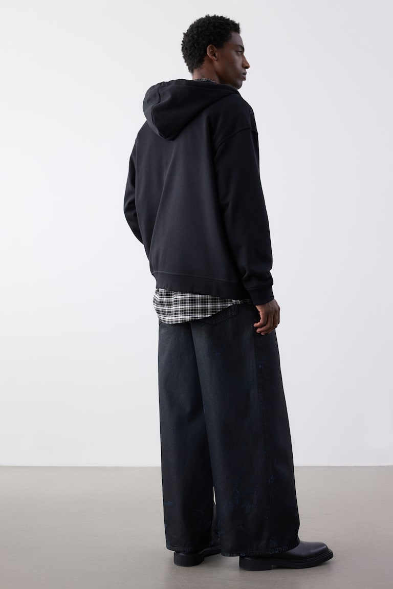 H&M Felpa Con Cappuccio E Cerniera Loose Fit - Nero - UOMO