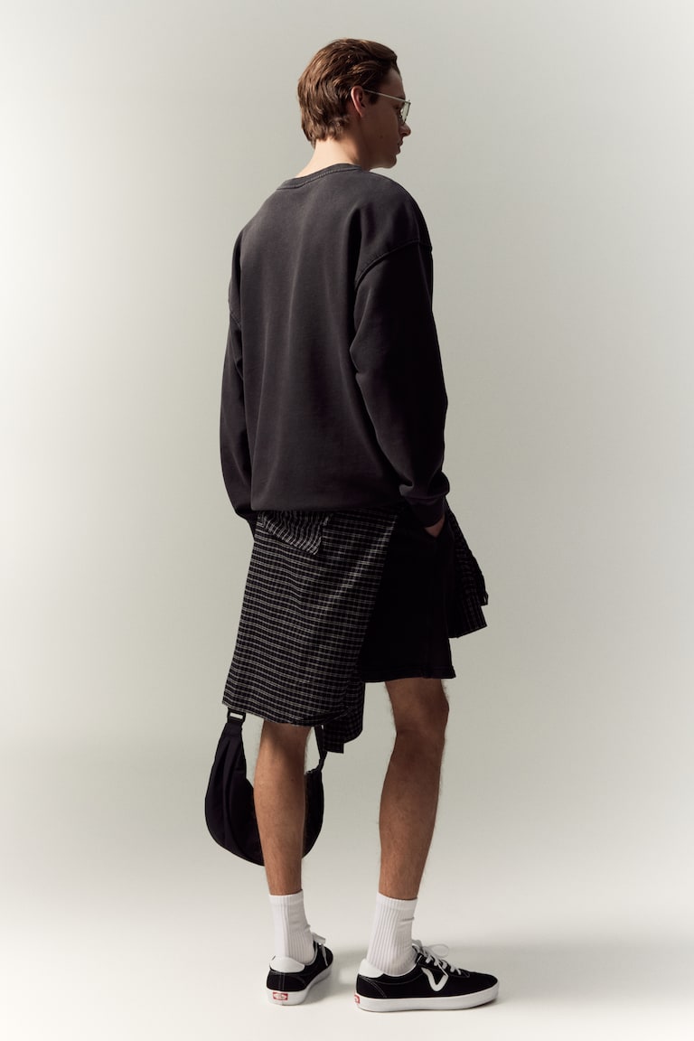 H&M Felpa Effetto Lavato Loose Fit - Grigio Scuro - UOMO