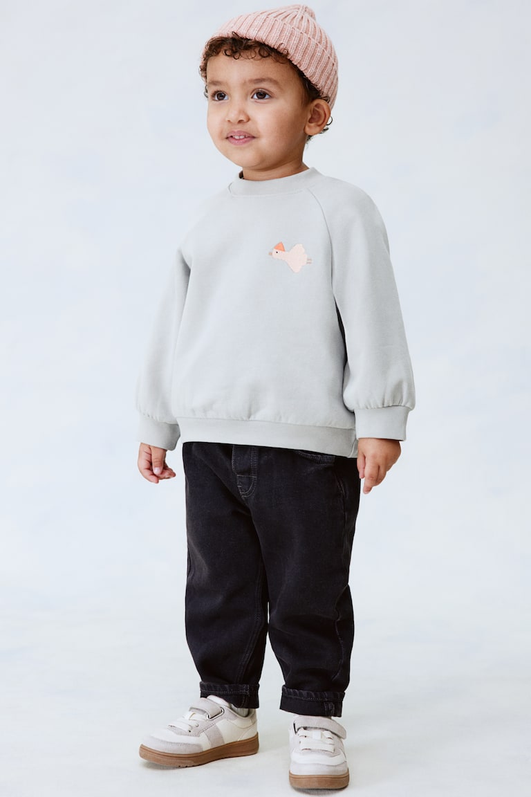 H&M Felpa In Cotone Con Dettaglio Ricamato - Marrone/sole - BAMBINO