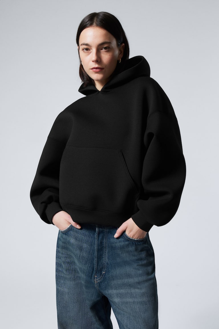 H&M Felpa Oversize In Scuba Con Cappuccio - Nero - DONNA