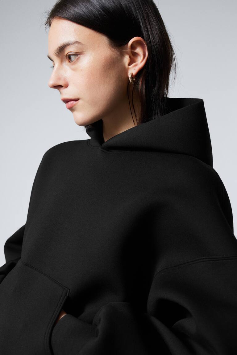 H&M Felpa Oversize In Scuba Con Cappuccio - Nero - DONNA