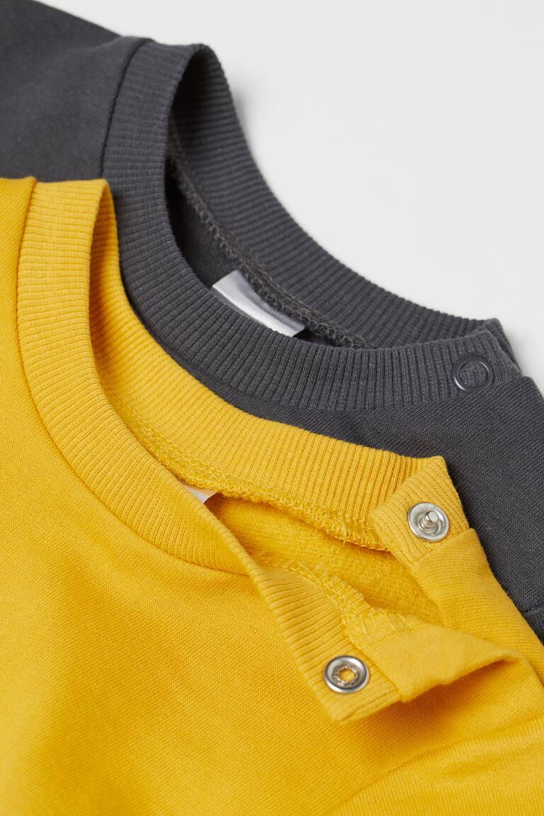 H&M Felpe In Cotone 2 Pezzi - Nero/grigio Chiaro Mélange - BAMBINO