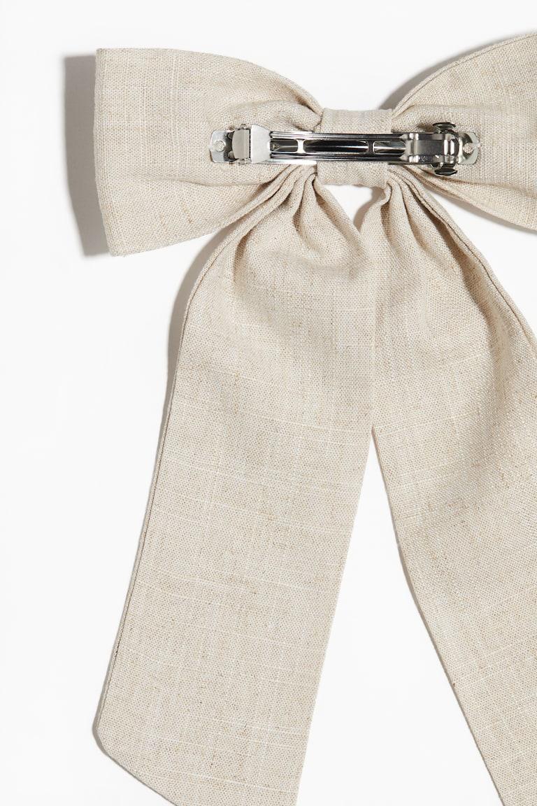 H&M Fermaglio Per Capelli Con Fiocco In Misto Lino - Beige Chiaro - DONNA