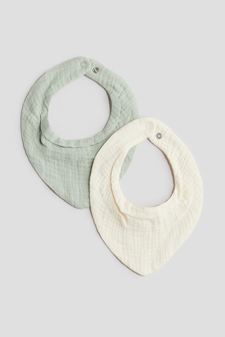 H&M Foulard triangolari in mussola 2 pezzi - Verde chiaro/crema - BAMBINO