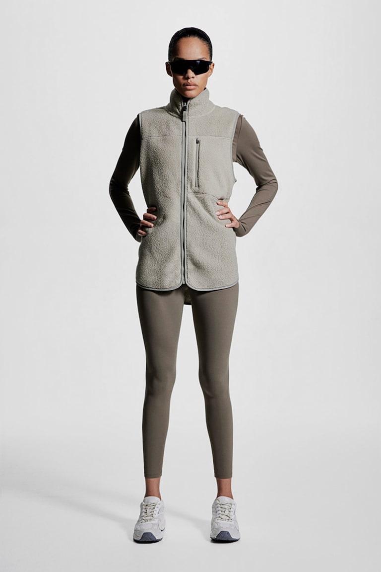 H&M Gilet Sportivo In Pelliccia Di Pile - Verde Salvia - DONNA