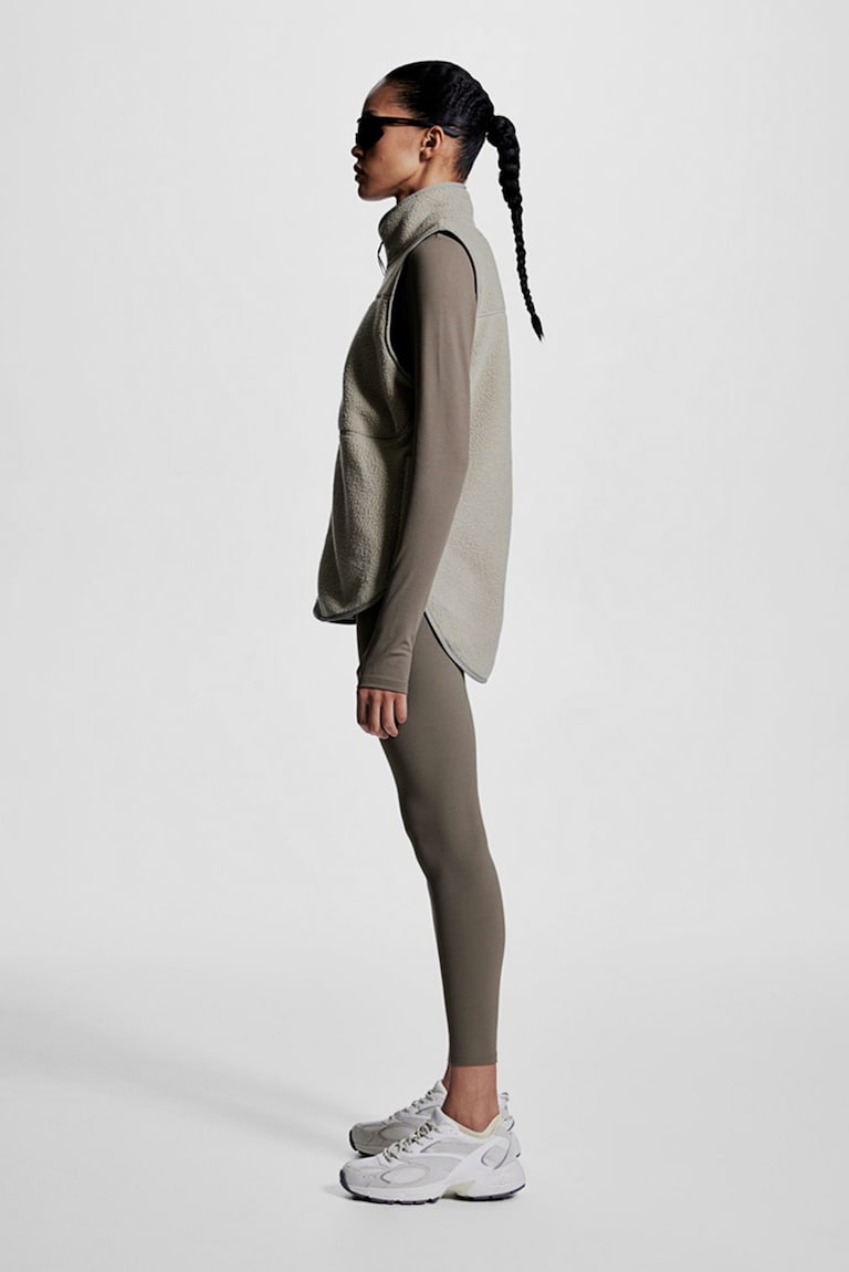 H&M Gilet Sportivo In Pelliccia Di Pile - Verde Salvia - DONNA